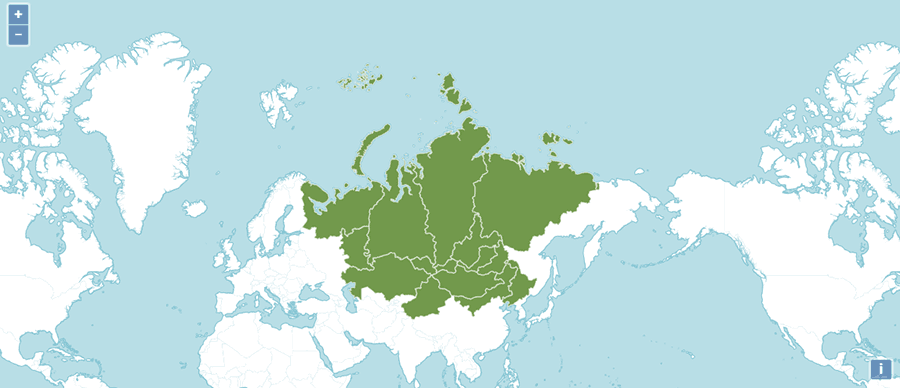 Карта распространения кедра сибирского